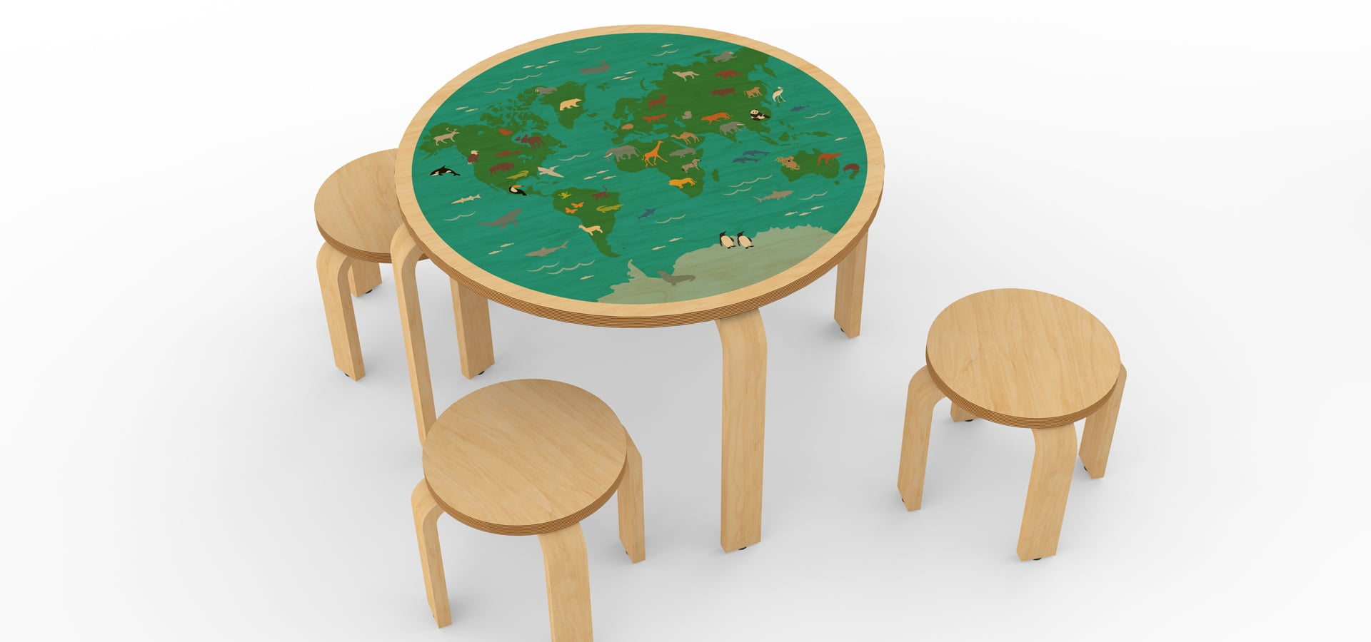TMC TMCkids Animal World Table with Plover Stools